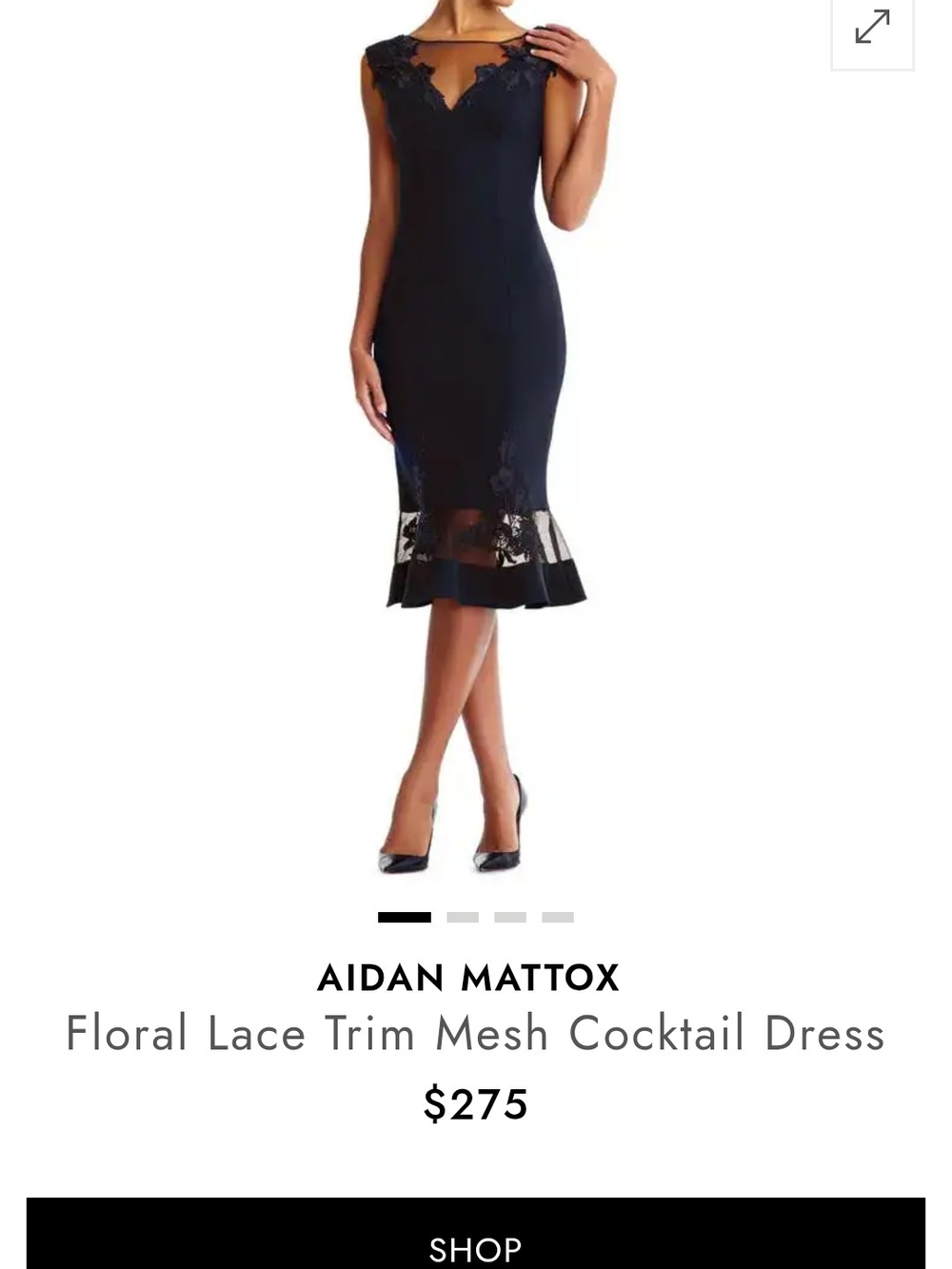 Aidan Mattox Navy Lace-Trim Midi Sheath Dress - Picture 8 of 11
